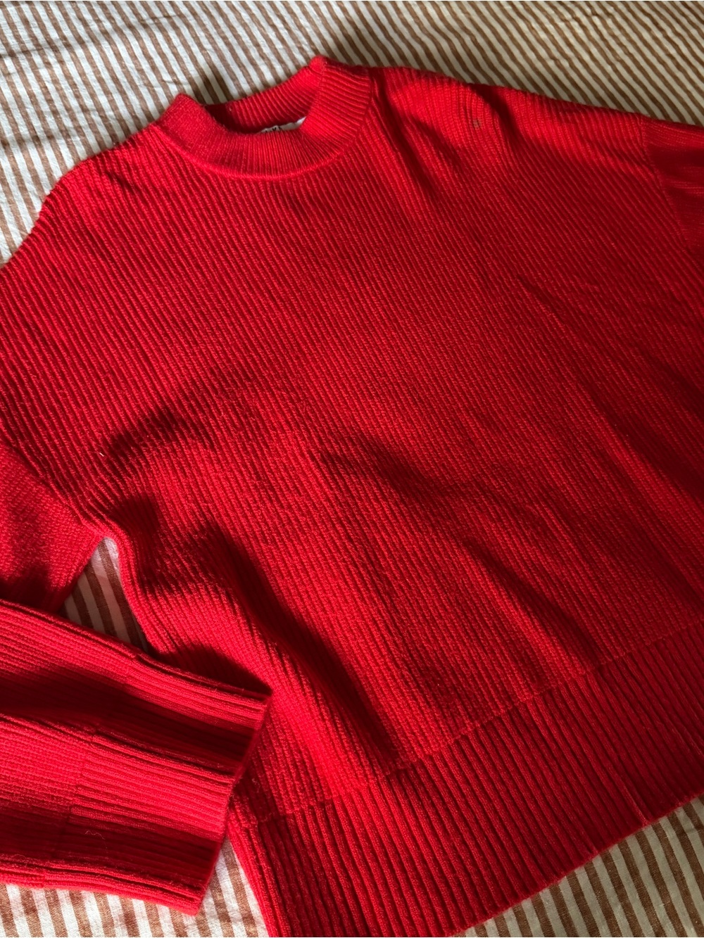 Bright Red Ribbed Knit Sweater - Picture 2 of 4